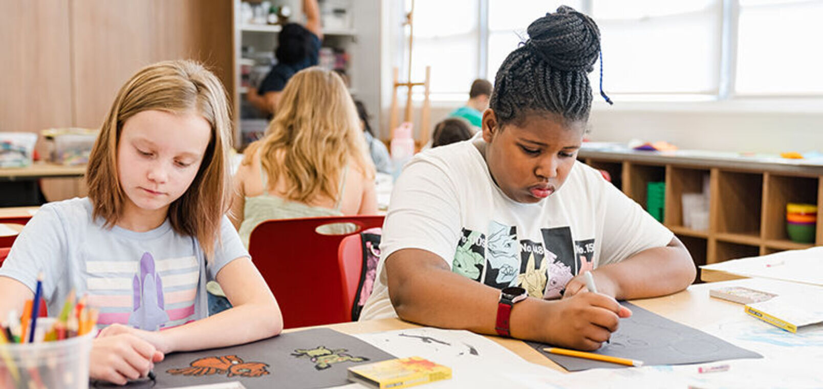 Girls at youth summer art camp